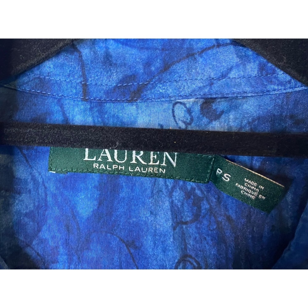 Ralph Lauren Blue Paisley Silk Cotton Button Down Shirt Blouse PS Petite S - Picture 3 of 5
